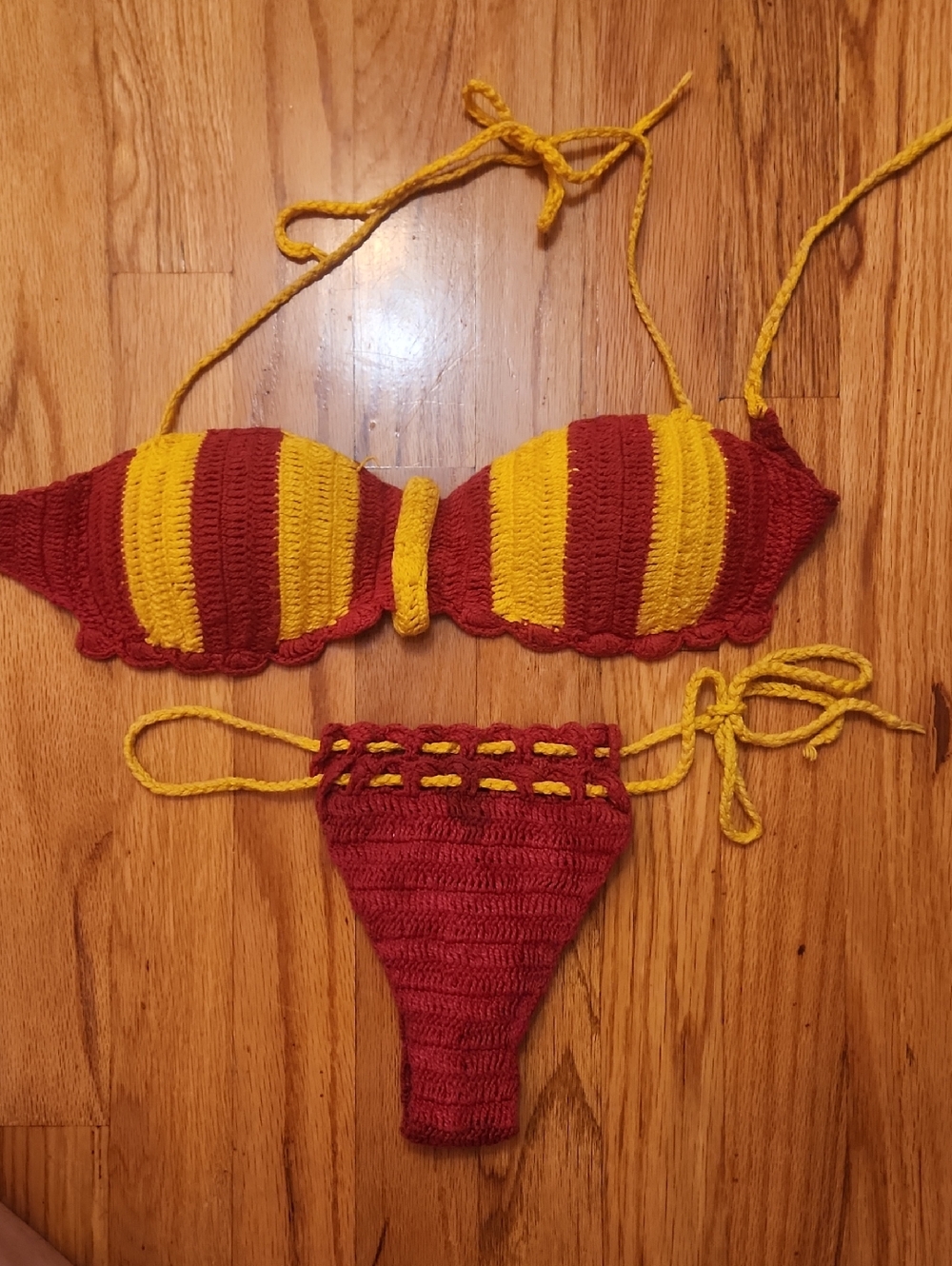Hand Knit Genuine Made In Brazil Bikini- Size M
